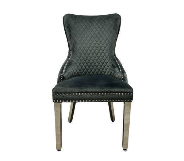 VICTORIA DARK GREY VELVET CHAIR
