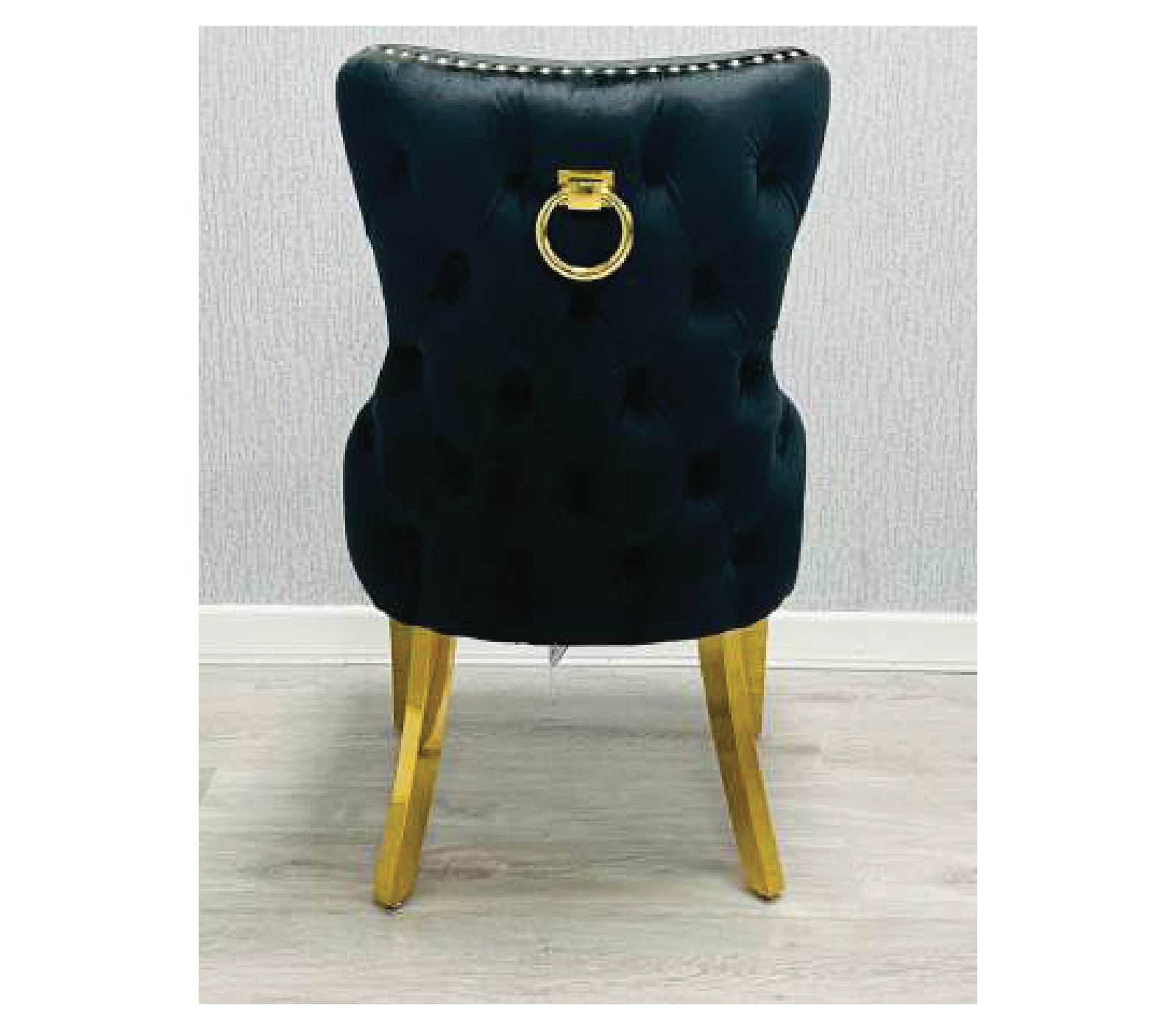 SOFIA BLACK DINING TABLE with VICTORIA RING KNOCKER CHAIR
