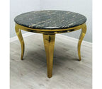 SOFIA BLACK DINING TABLE with MAJESTIC GOLD RING CHAIRS