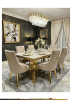 SOFIA CREAM DINING TABLE with MAJESTIC GOLD LION CHAIRS