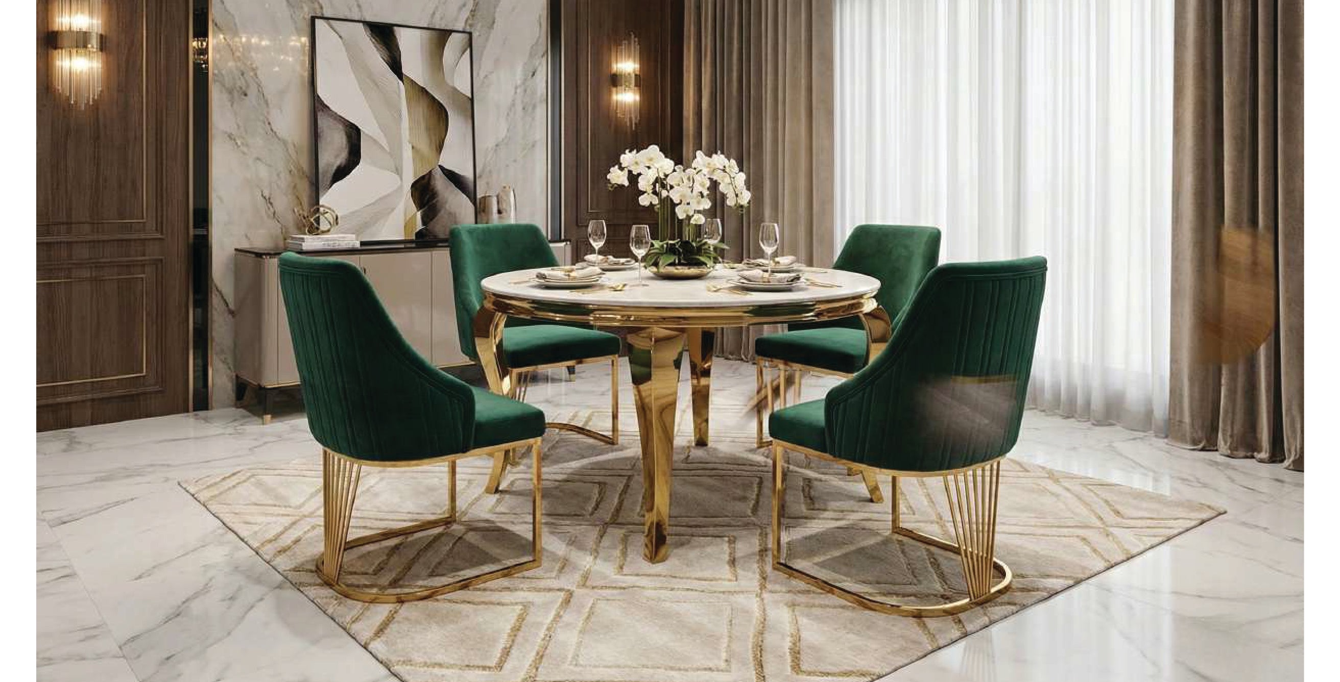 SOFIA CREAM & GOLD MARBLE TABLE