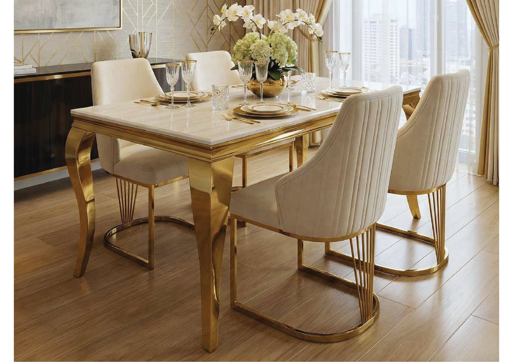 SOFIA CREAM DINING TABLE with LASCO CHAIRS