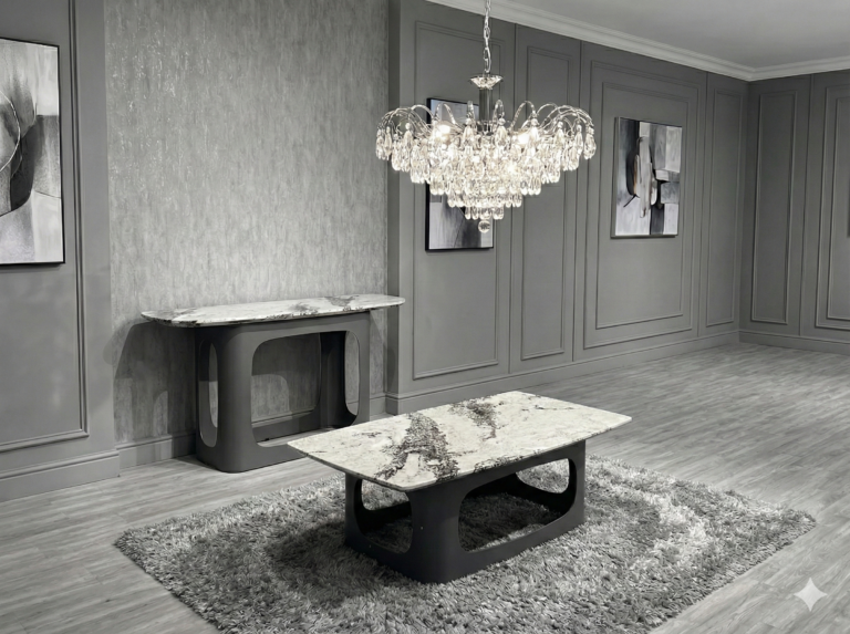 LINA GREY MARBLE CONSOLE TABLE