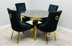 SOFIA BLACK DINING TABLE with MAJESTIC GOLD RING CHAIRS