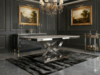 ELINA GREY & CHROME DINING TABLE with ROXBY CHAIRS