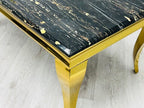 SOFIA BLACK DINING TABLE with MAJESTIC GOLD RING CHAIRS
