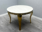 SOFIA CREAM DINING TABLE with MAJESTIC GOLD LION CHAIRS