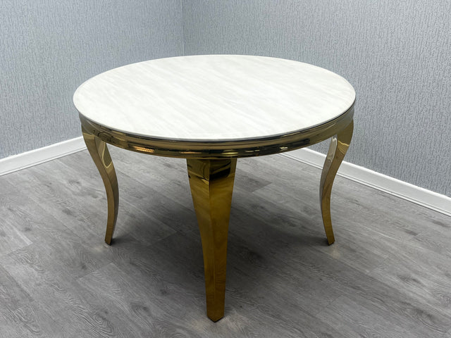 SOFIA CREAM DINING TABLE with MAJESTIC GOLD LION CHAIRS