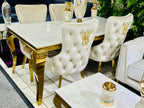 SOFIA CREAM DINING TABLE with VICTORIA GOLD CHAIRS