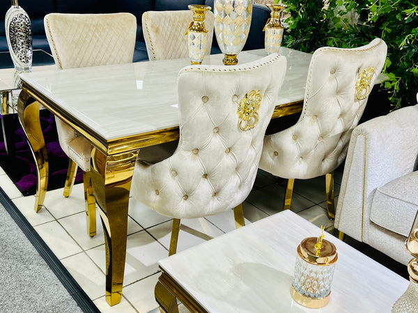 SOFIA CREAM & GOLD MARBLE TABLE