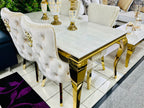 SOFIA CREAM DINING TABLE with VICTORIA GOLD CHAIRS