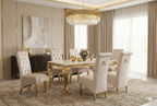 SOFIA CREAM DINING TABLE with SOFIA GOLD CHAIRS