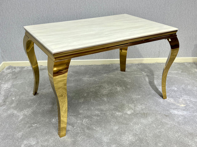 SOFIA CREAM DINING TABLE with MAJESTIC GOLD LION CHAIRS