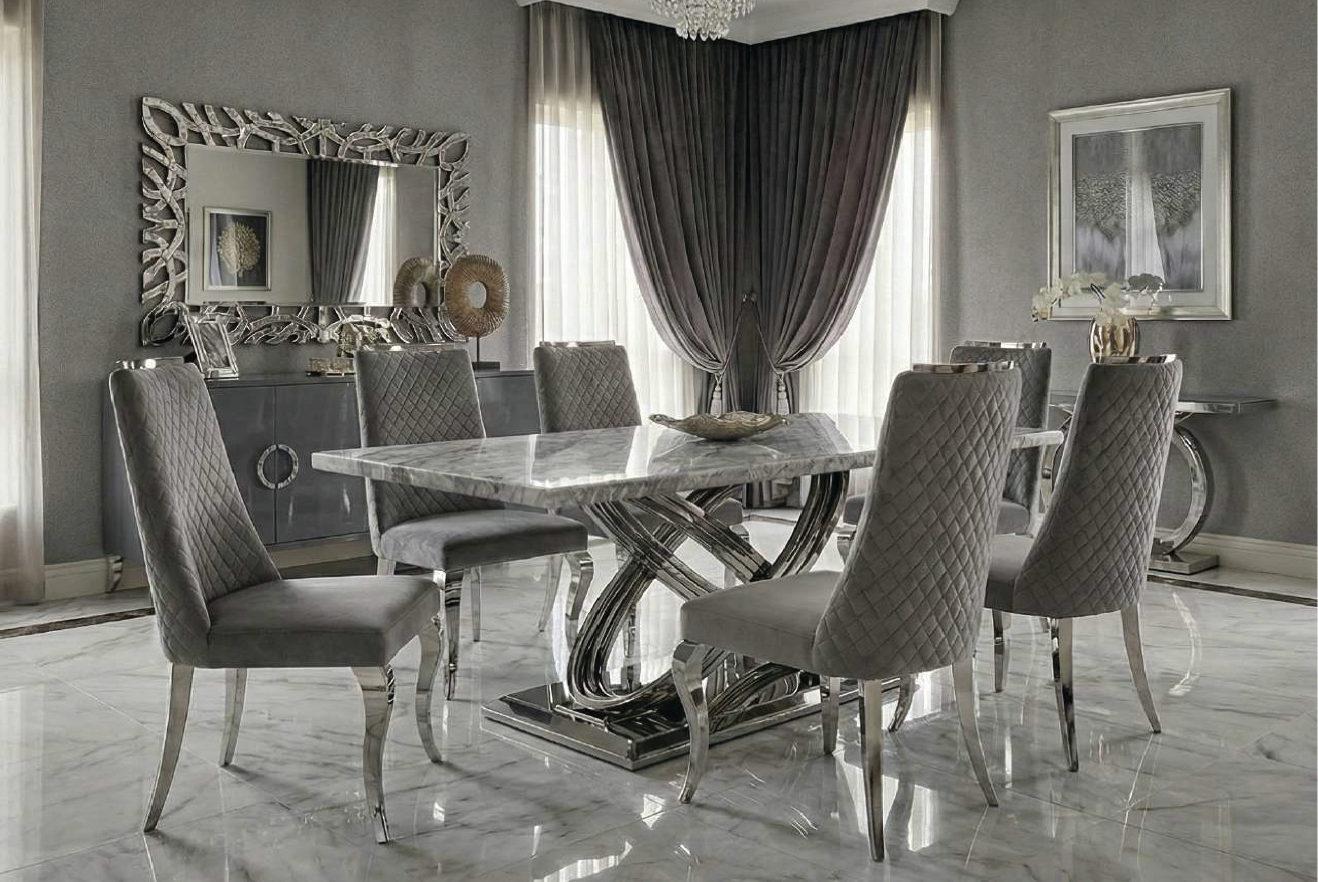ELINA DINING SET with 4 CHAIRS