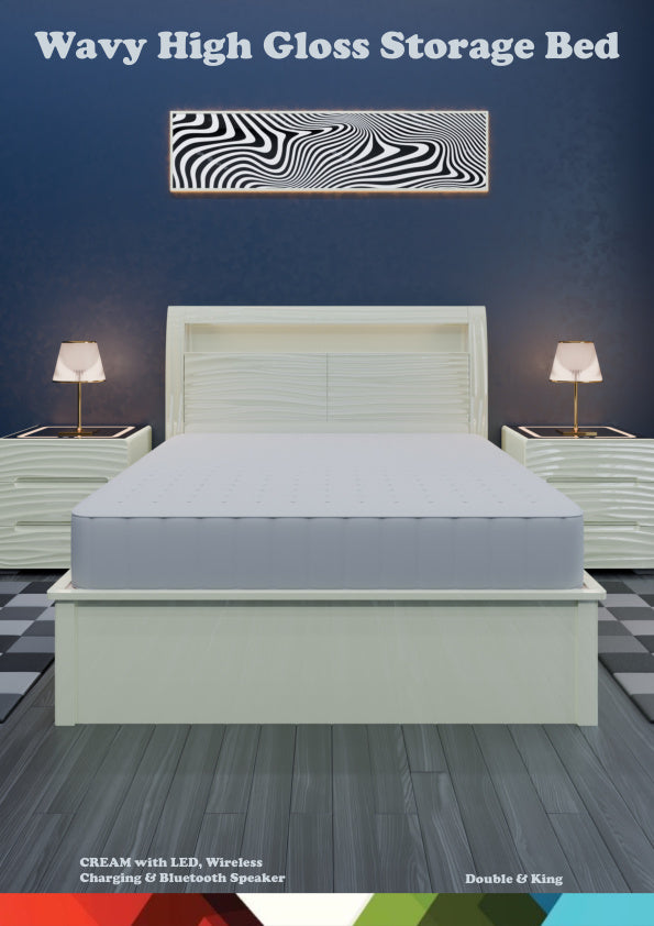 WAVY HIGH GLOSS STORAGE BED