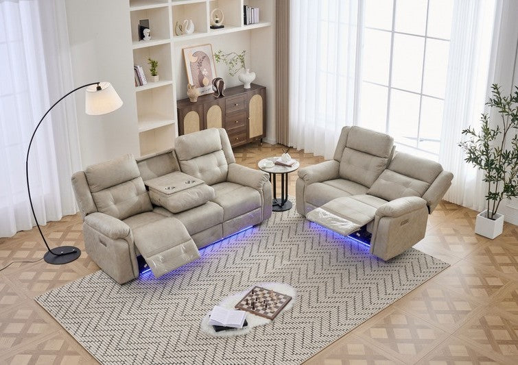 FOSTER BEIGE ELECTRIC RECLINER SOFA SET